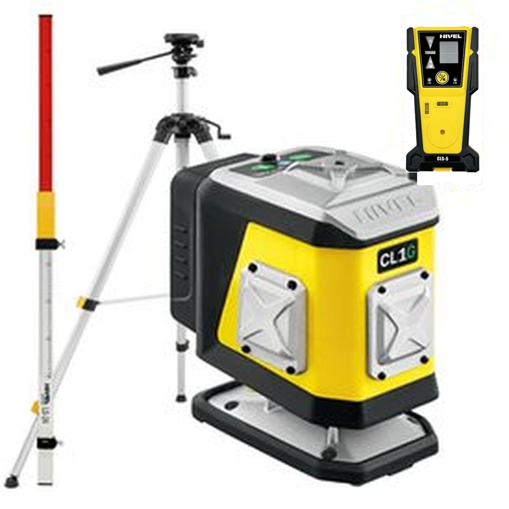 ZESTAW Laser krzyżowy Nivel System CL1G zielony + statyw SJJ-M1 EX + tyczka LS24 + odbiornik CLS4